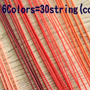 May include: A close-up of 30 strands of yarn in various shades of red and orange. The text "5 x 6 colours = 30 string (code)" is visible at the top of the image.