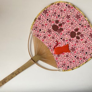 Ventilador de papel, ventilador de gato japonés, fanático de animales, fanático de Manekineko, fanático de papel Washi, fanático de arte, ventilador de bambú