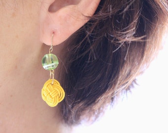 Kit for Mizuhiki knot Accessory (English) ,For beginners how to make kit, 10 Colors, mizuhiki canola flower knot ,earrings