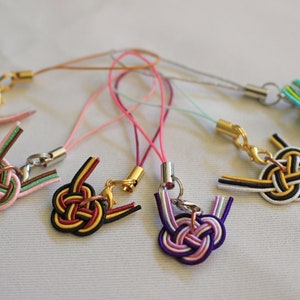 Kit for Mizuhiki knot (English) ,For beginners mizuhiki knot how to make kit,10 Colors , AWAJI mizuhiki knot ,key ring ,plum mizuhiki knot