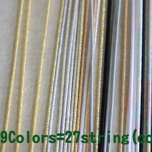 Mizuhiki Gold+Silver+White+Black+Gray+ Rainbow colors, Paper strings, mizuhiki 9colors×3=27strings, japanese cord, rayon wrap