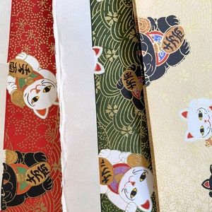 Papier Yuzen Washi No.3, 18×12 en Taille, Papier imprimé, papier japonais, Chat porte-bonheur, chat