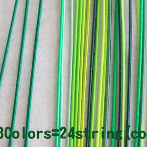 Mizuhiki Green colors, Paper strings, mizuhiki 8colors×3=24strings, japanese cord, rayon wrap