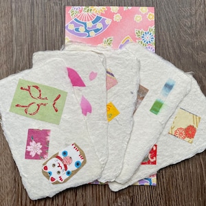5 Blatt Papey Karte-4, japanische Patten select Card, Washi Papier, handgeschöpftes Papier, Geburtstagskarte, Umweltfreundliches Papier, natürliches Papier, Chiyogami