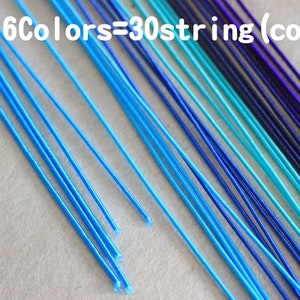 Colori blu Mizuhiki, fili di carta, Mizuhiki 6 colori × 5 = 30 fili, corda giapponese, involucro di rayon