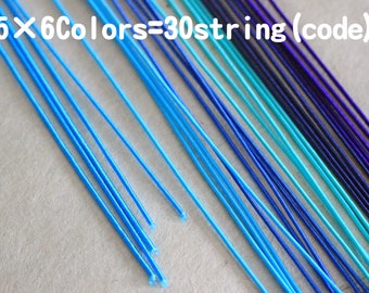 Mizuhiki blue colors, Paper strings, mizuhiki 6colors×5=30strings, japanese cord, silk wrap