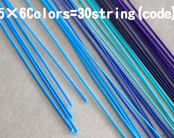 Mizuhiki blue colors, Paper strings, mizuhiki 6colors×5=30strings, japanese cord, rayon wrap