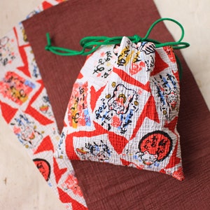 jak zrobić ZESTAW, różne małe torby ze sznurkiem z japońskiego papieru MAKE KIT, 5 wzorów papieru Washi, Chiyogami, Origami, Yuzen, japoński paer