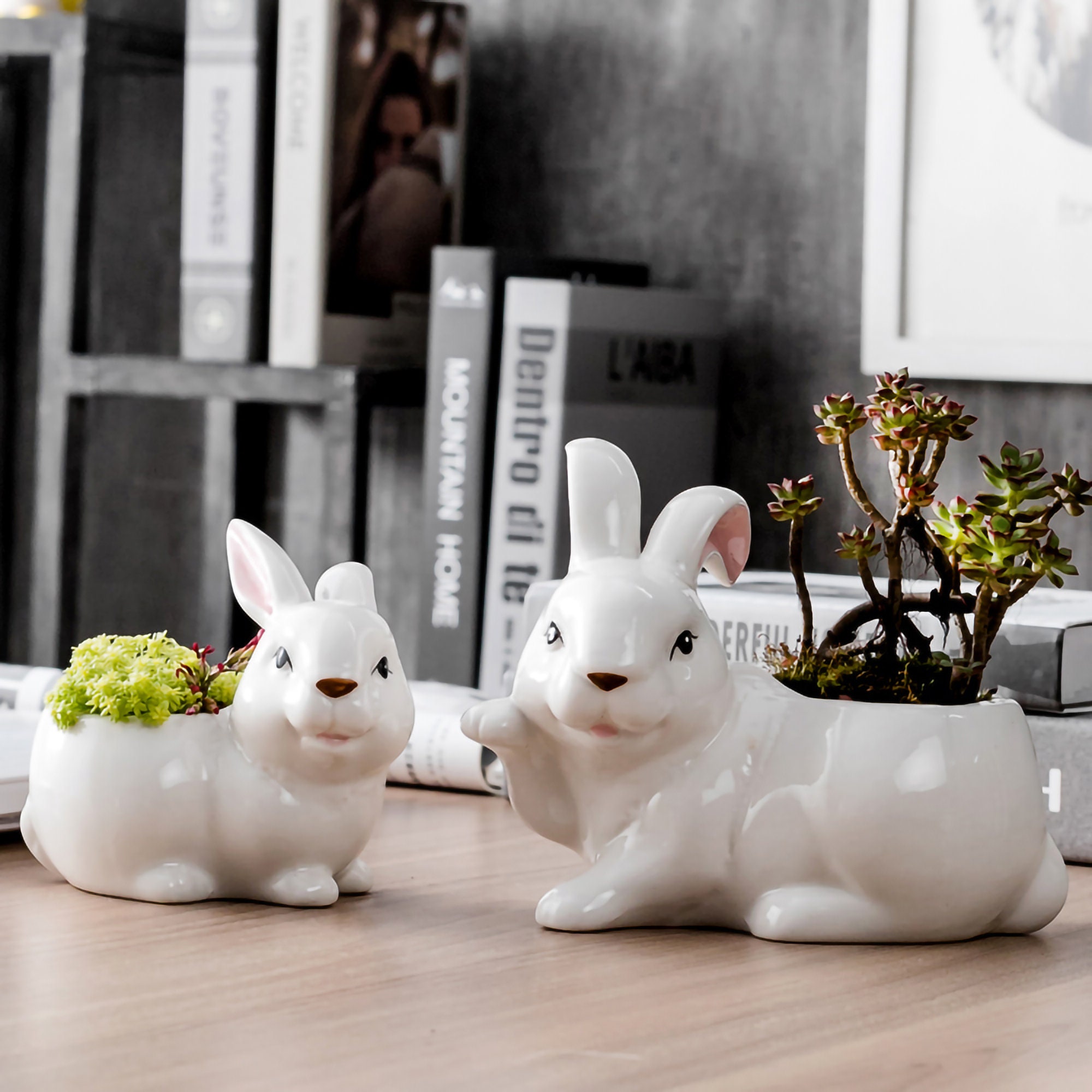 Cute Rabbit Plant Pot Rabbit Planter Rabbit Gifts Ceramic Etsy