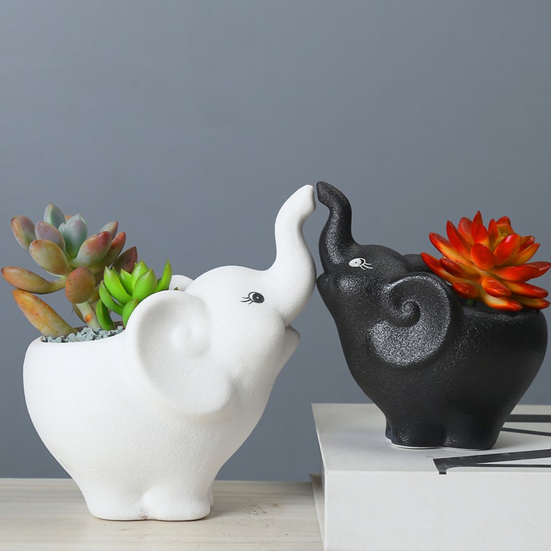 Elephant Planter Elephant Plant Pot Elephant Gifts Ceramic Etsy