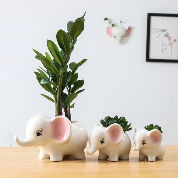 Animal Planter Cute Elephant Plant Pot Elephant Gifts Etsy