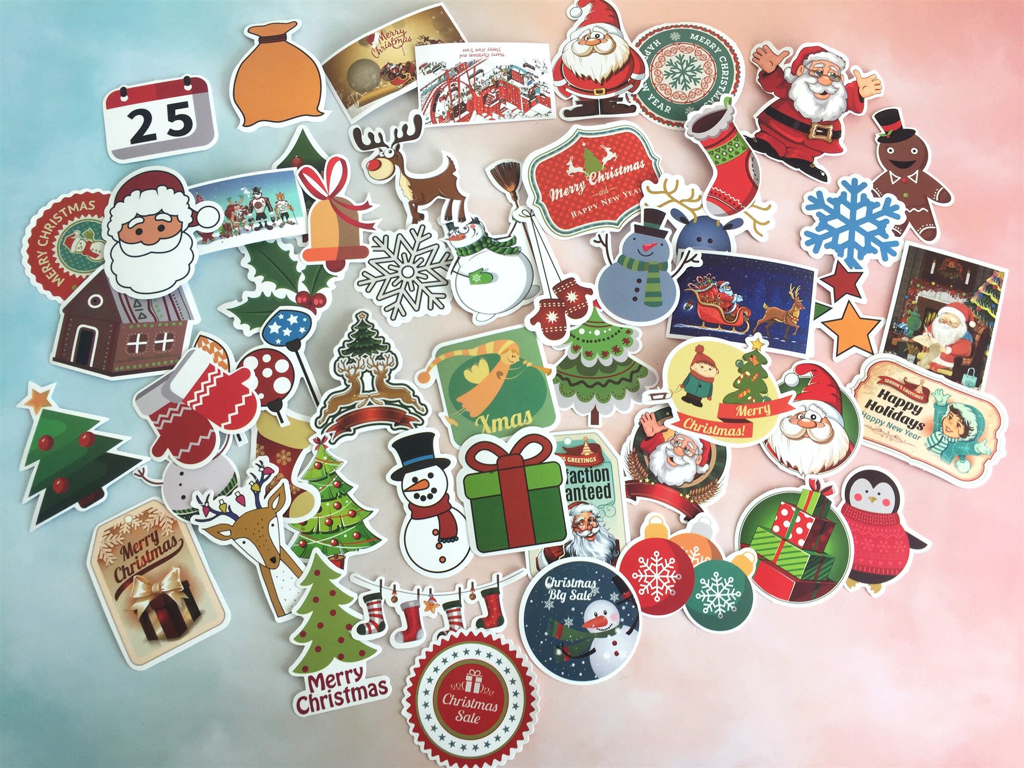 100Pcs Christmas Santa stickers packVinyl stickersLaptop Etsy