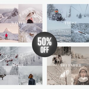WINTER PRESET BUNDLE, 40 Mobile & Desktop Lightroom Presets, Christmas Preset, Holiday Filters, White Snow, Outdoor, Family, Frosty, Beige