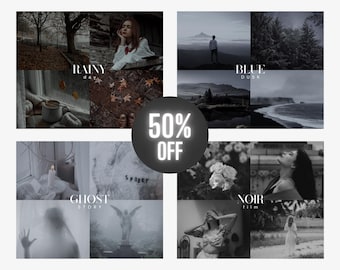GOTHIC PRESET BUNDLE, 40 Mobile & Desktop Lightroom Presets, Spooky, Gloomy, Eerie Horror, Goth,  Witchy, Ghost, Dark Moody Filter