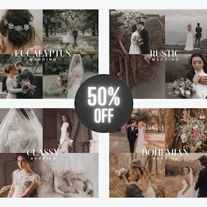 WEDDING PRESET BUNDLE, 40 Mobile & Desktop Lightroom Presets, Rustic Brown, Mint Green, Warm Boho, Classy Film, Moody, Aesthetic, Pastel