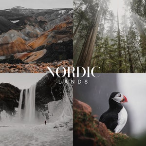 NORDIC LANDS Lightroom Presets, 10 Mobile & Desktop Presets, Dark, Dramatic, Travel, Nature, Forest, Iceland, Scotland, Faroe, Outdoors