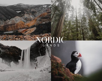NORDIC LANDS Lightroom Presets, 10 Handy & Desktop Voreinstellungen, Dunkel, Dramatisch, Reise, Natur, Wald, Island, Faroe, Draußen
