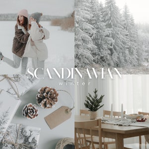 Puede incluir: Dos amigas con ropa de invierno están de pie en un paisaje nevado. La imagen también muestra un bosque nevado, una mesa de comedor preparada para una comida y una colección de regalos envueltos con piñas.