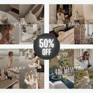 NEUTRAL PRESET BUNDLE, 40 Mobile & Desktop Lightroom Presets, Japandi Aesthetic, Warm Grainy Film, Creamy Beige, That Girl Lifestyle Preset