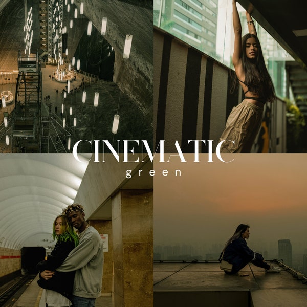 CINEMATIC GREEN Lightroom Presets, 10 Mobile & Desktop Presets, Green Moody Cyberpunk Filters, Urban Presets, Street Photography Filters