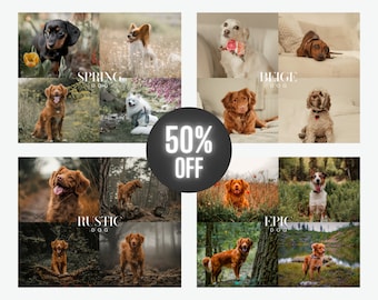 DOG PRESET BUNDLE, 40 Mobile & Desktop Lightroom Presets, Soft Natural, Dark Moody, Creamy Beige, Outdoor Rustic, Epic Vibrant Puppy Presets
