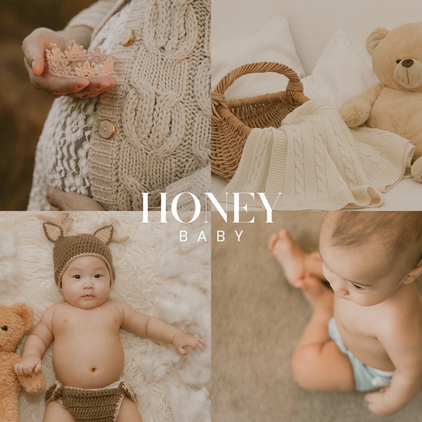 HONEY BABY Lightroom Presets, 10 Mobile & Desktop Presets, Pastell Beige Presets, Kinder, Kinder, Familie, Neutral Cremig, Neugeborenen Filter