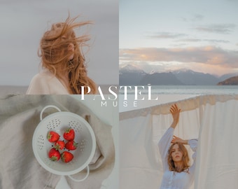 PASTEL MUSE Lightroom Presets, 10 Mobile & Desktop Presets, Soft Creamy Natural Aesthetic Preset, Spring Moody Neutral No-Filter, Influencer