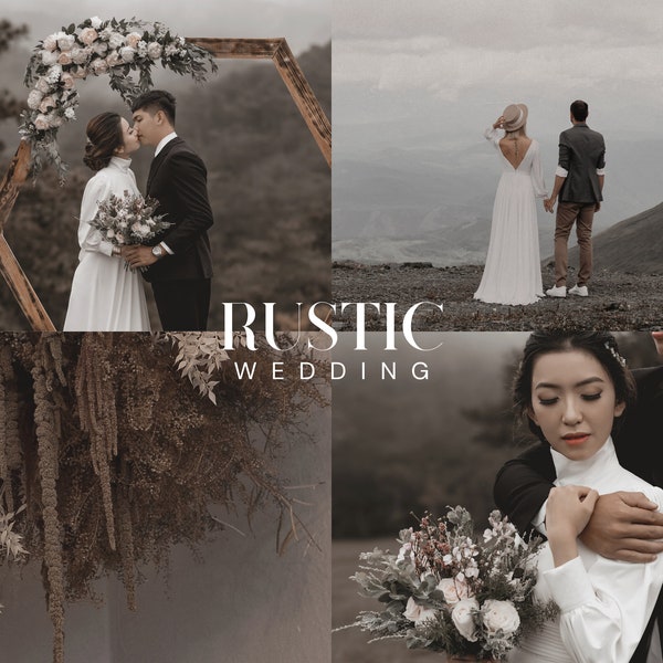 RUSTIC WEDDING Lightroom Presets, 10 Mobile & Desktop Presets, Dark Moody Brown, Soft Neutral, Wedding Photography, Professional Presets