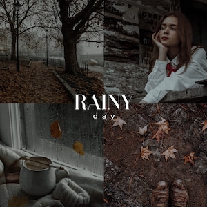 RAINY DAY Lightroom Presets, 10 Mobile & Desktop Presets, Dark Academia, Autumn Presets, Fall Aesthetic, Dark Moody Gothic, Grainy Film