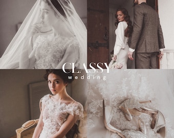 CLASSY WEDDING Lightroom Presets, 10 Mobile & Desktop Presets, Dark Moody Warm, Old Money Aesthetic, Vintage Grainy Film Wedding Photography