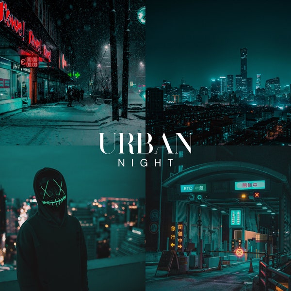 URBAN NIGHT Lightroom Presets, 10 Mobile & Desktop Presets, Cyberpunk, Neon, Night, Dark Moody, City, Street Photography, Tokyo, Cinematic