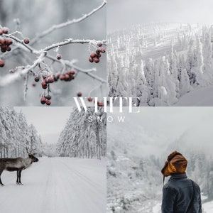 WHITE SNOW Lightroom Presets, 10 Mobile & Desktop Presets, Winter Presets, Christmas Filter, Clean Minimal, Outdoor, Mountain, Holiday, Airy