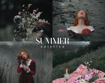 SUMMER SOLSTICE Lightroom Presets, 10 Mobile & Desktop Presets, Dark Green Witchy Aesthetic, Natural Moody Mystical Witchcore Iphone Filter