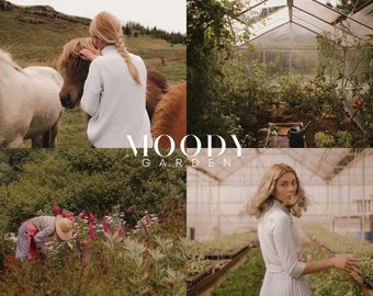 MOODY GARDEN Lightroom Presets, 10 Mobile & Desktop Presets, Warm Beige, Soft Green, Earthy Vintage Aesthetic, Light Academia Photo Filter