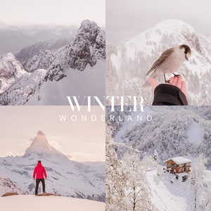 WINTER WONDERLAND Lightroom Presets, 10 Mobile & Desktop Presets, Christmas, Outdoor, Mountain, Holiday, Magical, Airy Creamy Pink Presets