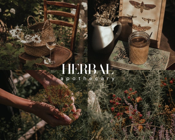 HERBAL APOTHECARY Lightroom Presets, 10 Mobile & Desktop Presets, Dark Cottagecore, Witchy Aesthetic, Natural Moody Witchcore Photo Filter