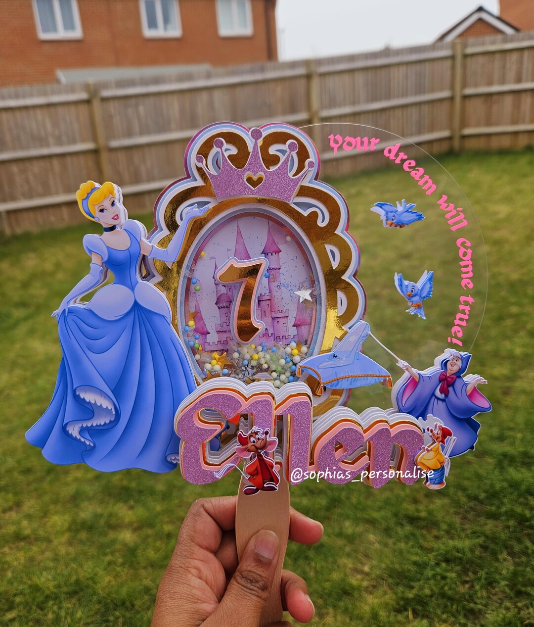 Cinderella Cake Topper With Shaker: Princess Birthday Party Decor - Etsy