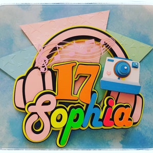 Neon theme cake topper, Neon party, Glow party, Neon birthday party, cake topper, birthday cake toppers
