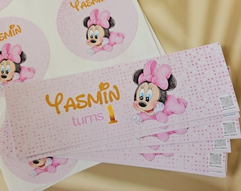 Personalized Baby Minnie Mouse Water Bottle Labels