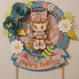 Shaker Cake topper, Flower Theme,  Flower Theme Cake Topper,  Cake Topper,  Birthday Party Decorations