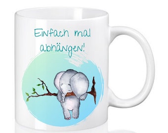 Druckerino Tasse mit Spruch - Kaffeetasse - Einfach mal abhängen - Tasse Arbeitskollegen