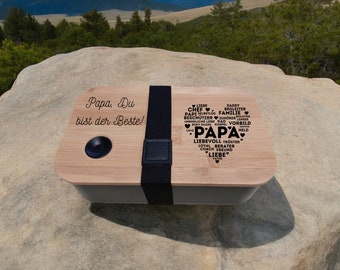 Brotdose mit Fächern für Papa -  Papa Du bist der Beste - Brotdose für Papa  Vatertagsgeschenk  Geburtstagsgeschenk Papa Geschenkidee