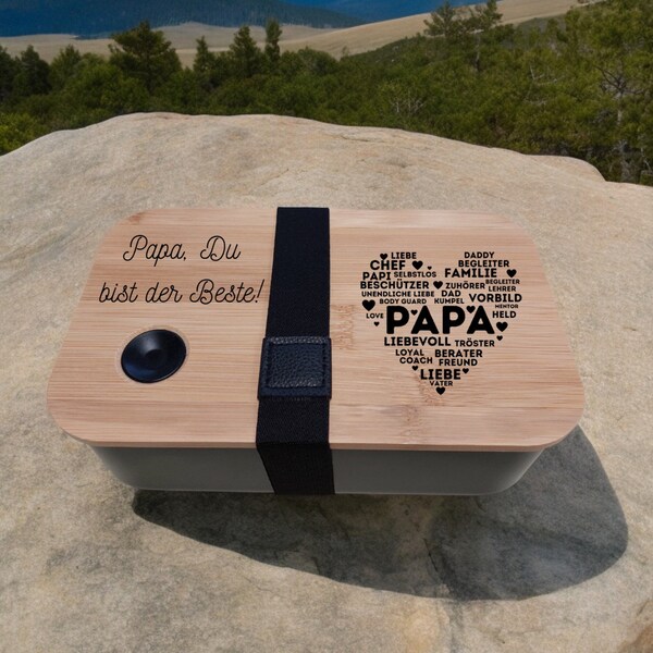 Brotdose mit Fächern für Papa -  Papa Du bist der Beste - Brotdose für Papa  Vatertagsgeschenk  Geburtstagsgeschenk Papa Geschenkidee