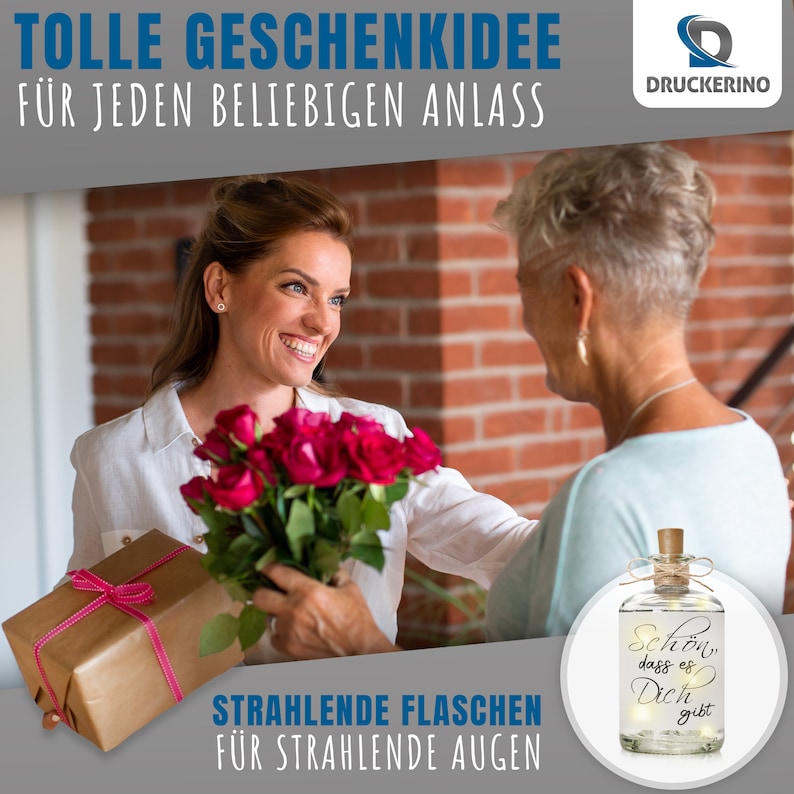 LED Flaschenlicht Schön, dass es Dich gibt Geschenke, Geschenke für Frauen - Geschenk Mama - Geschenk Freundin, Geschenk beste Freundin, Geburtstagsgeschenk Freundin,  Geschenk Freundin Geburtstag, Geschenk für Frauen