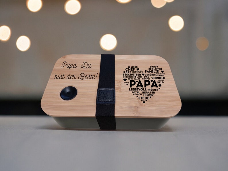 Brotdose mit Fächern für Papa Papa Du bist der Beste Brotdose für Papa Vatertagsgeschenk Geburtstagsgeschenk Papa Geschenkidee Bild 2