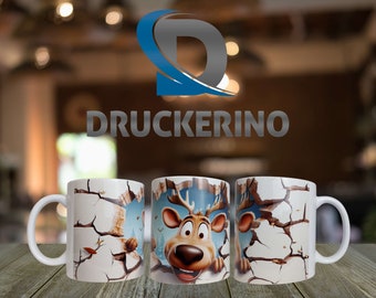 Tasse mit Rentier - Glühwein - Glühweintasse - Keramik weiß - 330 ml - Geburtstagsgeschenk - süße Tasse - Tasse heiße Schokolade