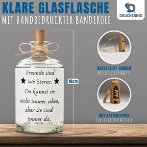 LED Flaschenlicht, Leuchtflasche - Freunde sind wie Sterne - Geschenk für Freunde, Geschenk beste Freundin, Weihnachtsgeschenk Freundin