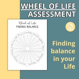 Wheel of Life Assessment Planner Printable, Level 10, Self Improvement, Personal Growth, Monthly Yearly Life Goals, Digital Download, PDF