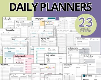 Printable Daily Planner and To Do List Inserts for Organization and Productivity, 23 Verisions