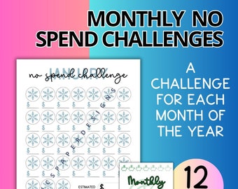 Monthly No Spend Challenge: Budget Tracker & Savings Log (PDF)